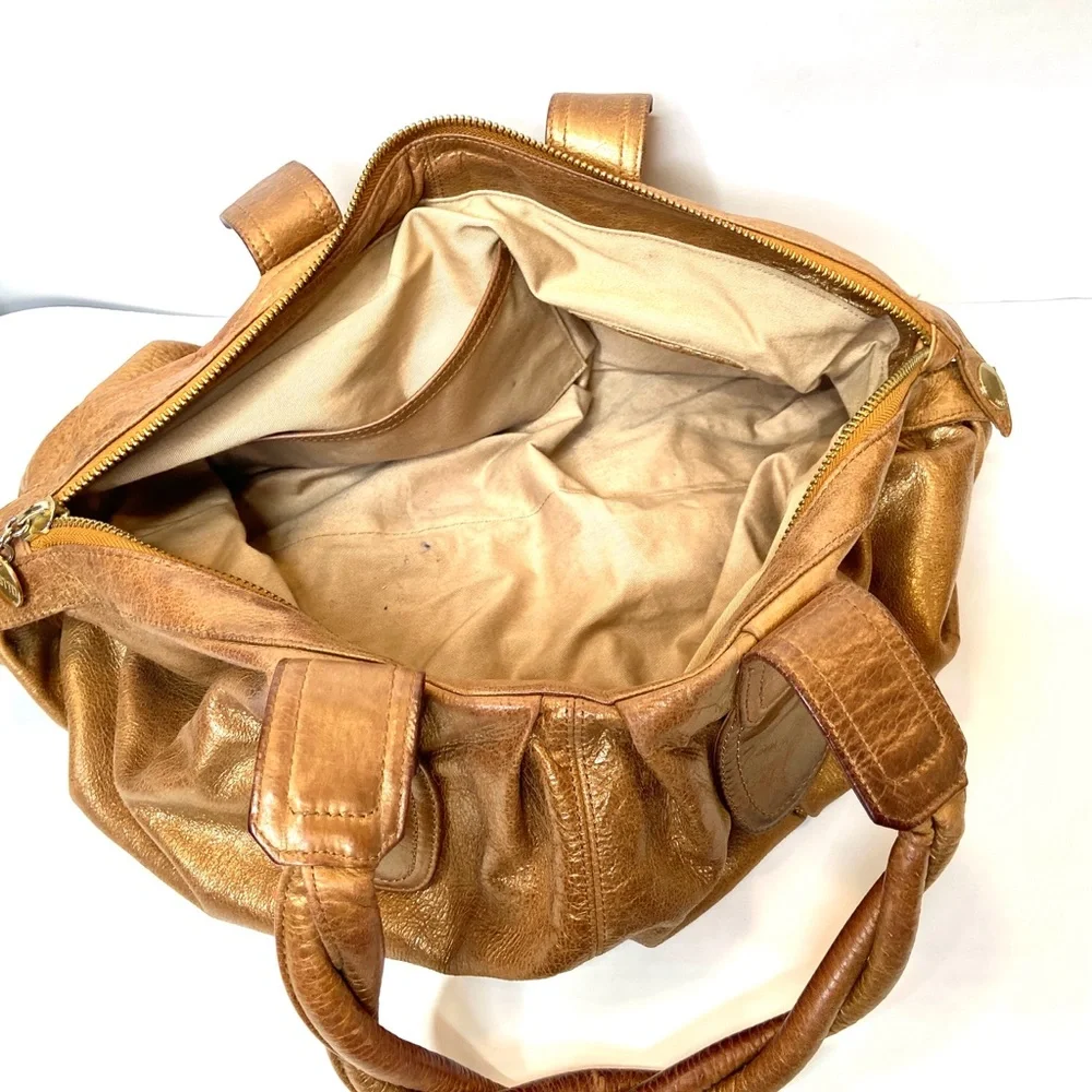GUSTTO Cala Brown Bronze Leather Shoulder Satchel Bag Braided Straps - Picture 12 of 12